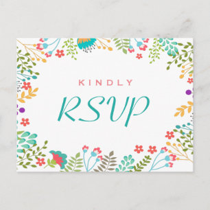 Modern Chic Floral RSVP Response Invitation Postcard