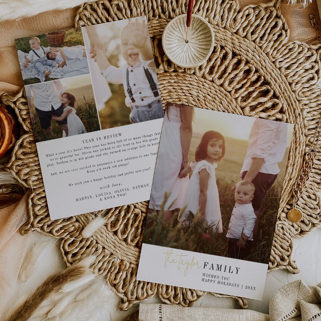 Modern Chic Foil Family Photo Year in Review Holiday Card (Creator Uploaded)