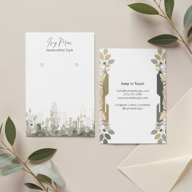 Modern Chic Foliage Buildings Design Card (Buildings Foliage Art)
