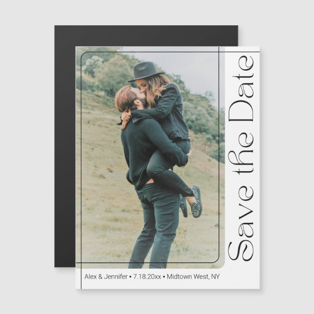modern chic frame photo save the date magnet (Front/Back)