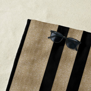 modern chic geometric black and gold stripes beach towel