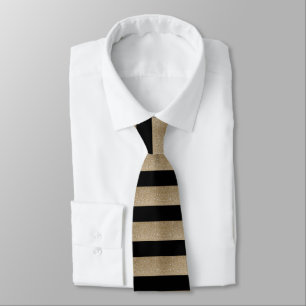 modern chic geometric black and gold stripes tie