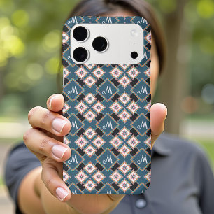 Modern Chic Geometric Floral Monogram Pattern