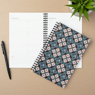 Modern Chic Geometric Floral Monogram Pattern Planner