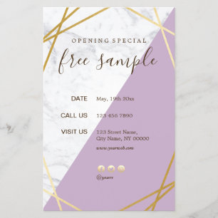 Modern Chic Geometric Gold Marble Lavender 5.5x8.5 Flyer