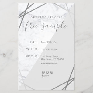 Modern Chic Geometric Marble Silver 5.5x8.5 Flyer