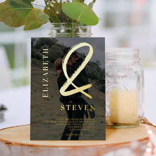 Modern chic gold ampersand names photo wedding