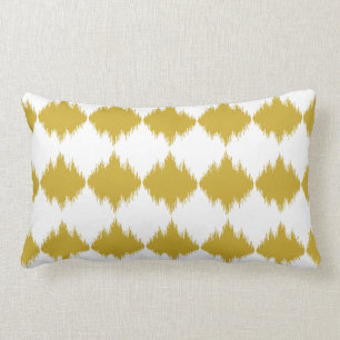 Modern chic gold and white ikat pillow