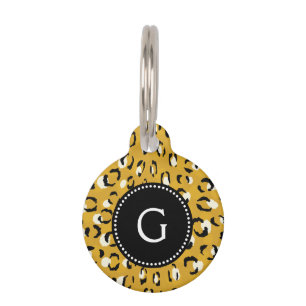 Modern chic gold cheetah print pattern monogram pet tag