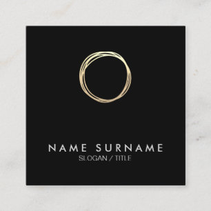 Modern Chic Gold Circle Black Square Business Card