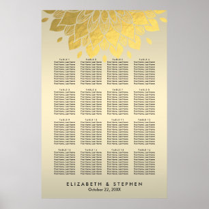 Modern Chic Gold Floral Wedding Seating Chart