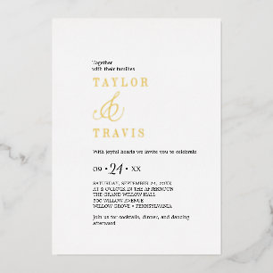 Modern Chic Gold Foil Black White Casual Wedding 