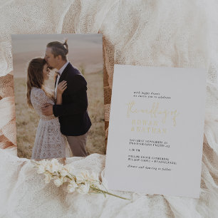 Modern Chic Gold Foil Black White Photo Wedding