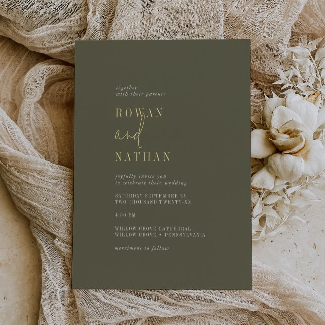 Modern Chic Gold Foil Olive Green Casual Wedding (Creator Uploaded)