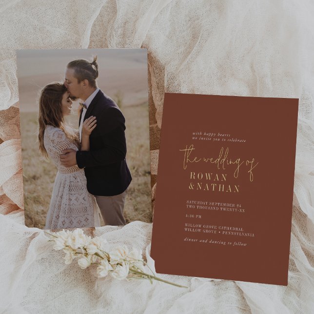 Modern Chic Gold Foil Terracotta Photo Wedding (Creator Uploaded)