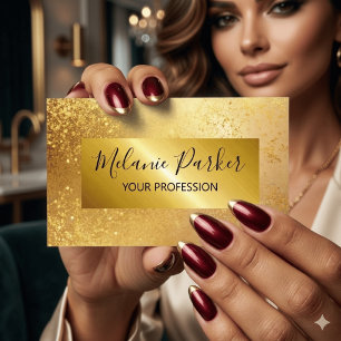 modern chic gold frame glitter business card