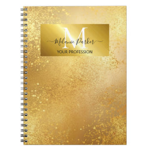 modern chic gold frame glitter business card notebook