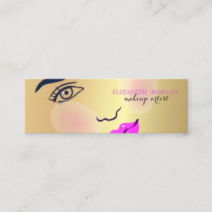 Modern Chic Gold, Girl Face,Makeup artist Mini Business Card