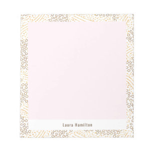 Modern Chic Gold Glitter Confetti Frame Blush Pink Notepad