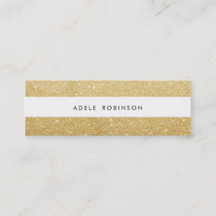Modern Chic Gold Glitter White Stripe Generic Mini Business Card