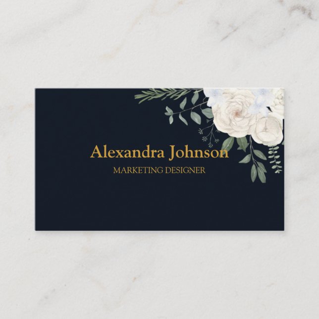 Modern Chic Gold Navy Blue Minimalist Professional Business Card (Front)