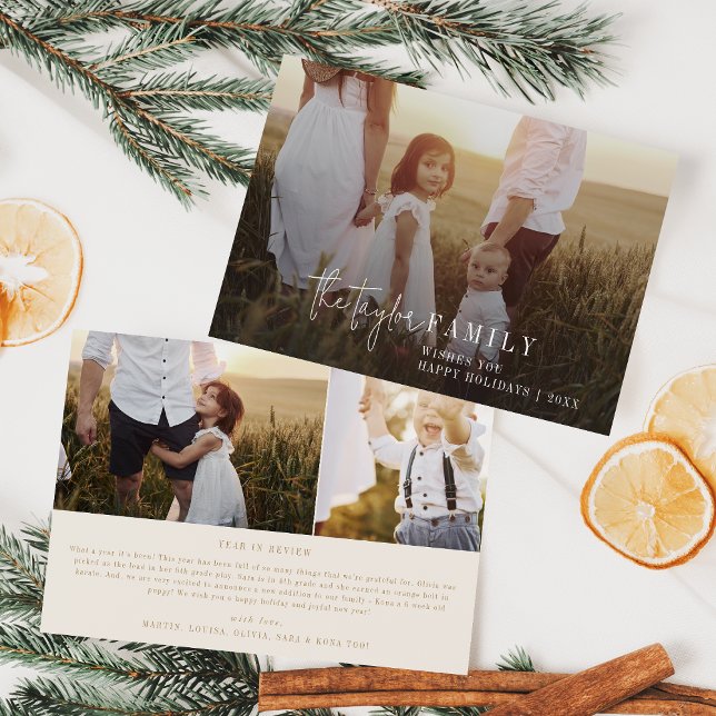 Modern Chic | Gold Photo Overlay Family News Holiday Card (Creator Uploaded)
