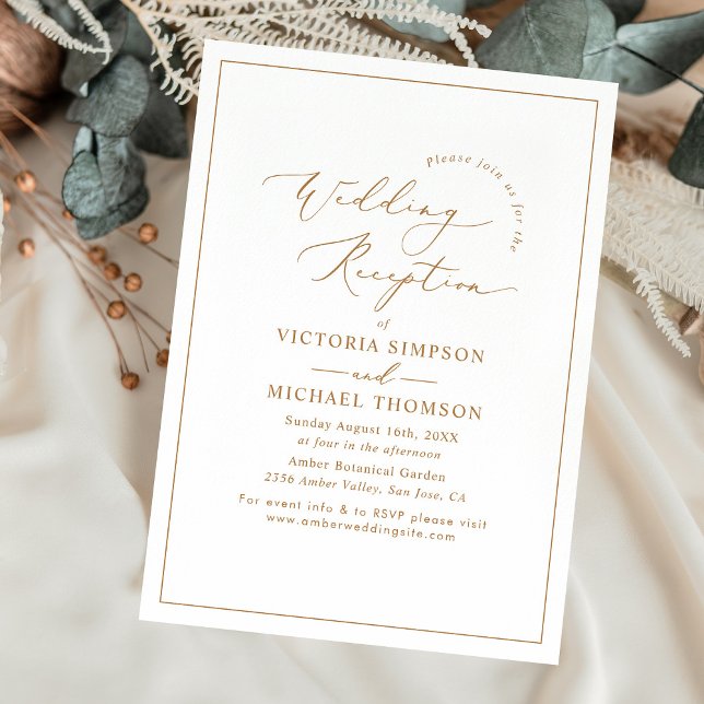 Modern Chic Gold Script Minimal Wedding Reception  Invitation (Creator Uploaded)