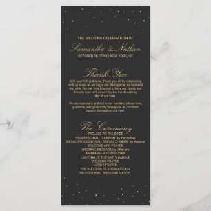 Modern Chic Gold Speckled on Black Wedding Program