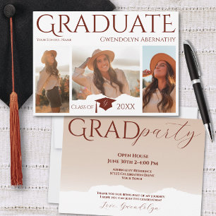 Modern Chic Graduation Grad Party Photo  Invitation
