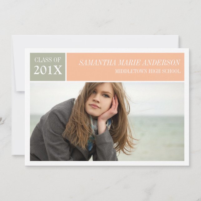 Modern Chic Graduation Invitation - Peach (Front)