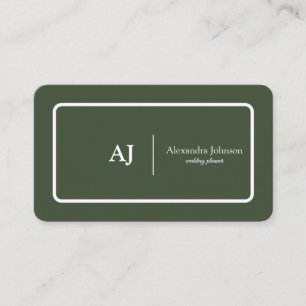 Modern Chic Green Monogram Stylish Trendy Business Card