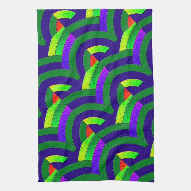 modern chic green/navy chevrons tea towel (Vertical)