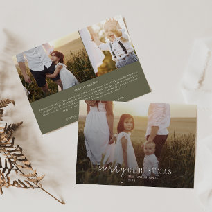 Modern Chic   Green Photo Overlay Christmas News Holiday Card