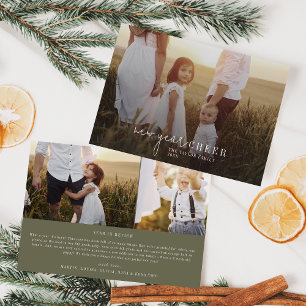 Modern Chic Green Photo Overlay New Year News Holiday Card