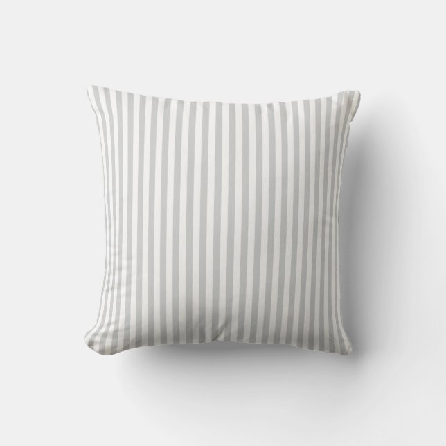 Modern chic grey and white stripes pillow (Front)
