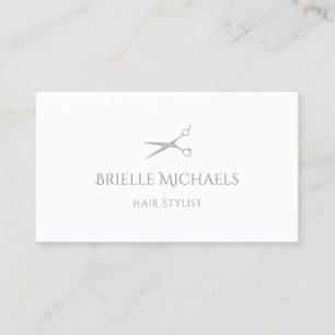 Modern Chic Hair Stylist Simple Grey Scissors Logo Business Card