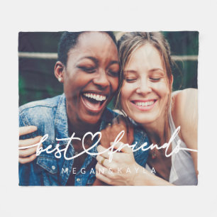 Modern Chic Heart Best Friends Besties BFF Photo Fleece Blanket