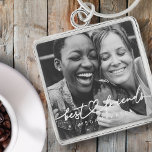 Modern Chic Heart Best Friends Besties BFF Photo Key Ring<br><div class="desc">Design is composed of fun and playful cursive script typography with sans serif font. Add a custom photo.</div>