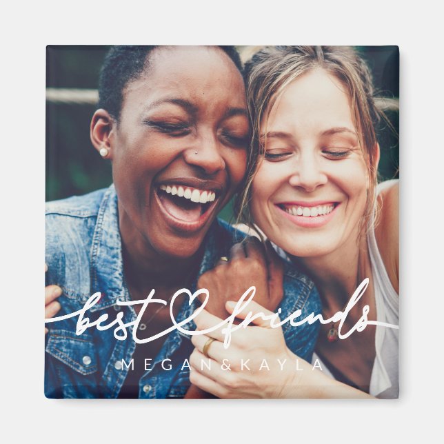 Modern Chic Heart Best Friends Besties BFF Photo Magnet (Front)