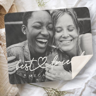 Modern Chic Heart Best Friends Besties BFF Photo Sherpa Blanket
