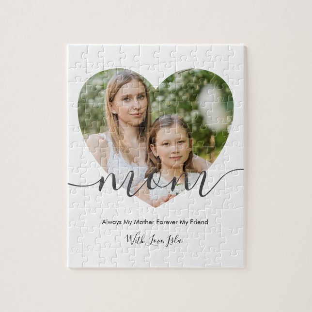 Modern Chic Heart Shaped Photo Gift For Mum Jigsaw Puzzle (Vertical)