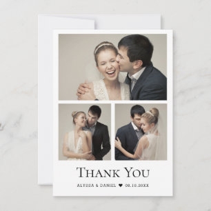 Modern Chic Heart  Wedding Photo Collage Thank You Card