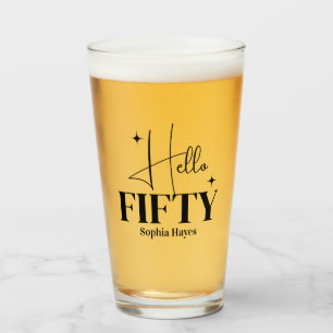 Modern Chic Hello Fifty 50th Birthday Custom Glass