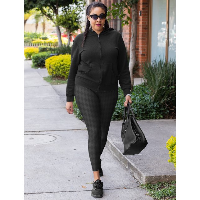 Modern Chic Hipster Black Harlequin Pattern Sports Leggings (Modern Chic Hipster Black Harlequin Pattern Sports Leggings)