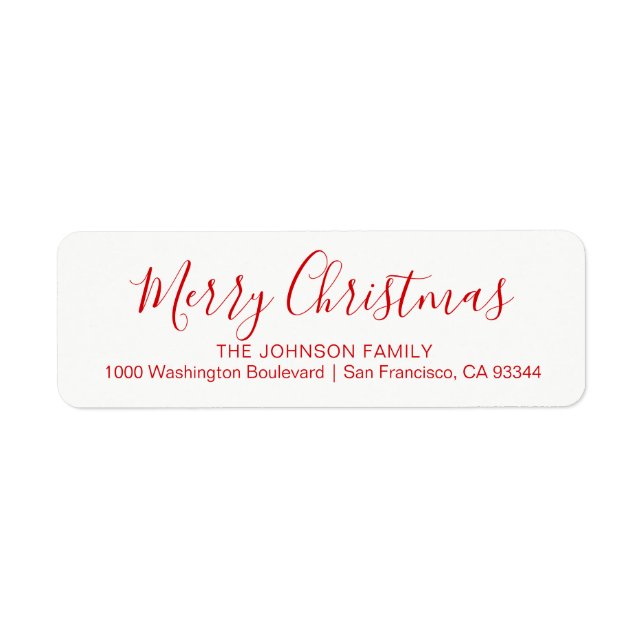 Modern Chic Holiday Christmas Return Address Label (Front)