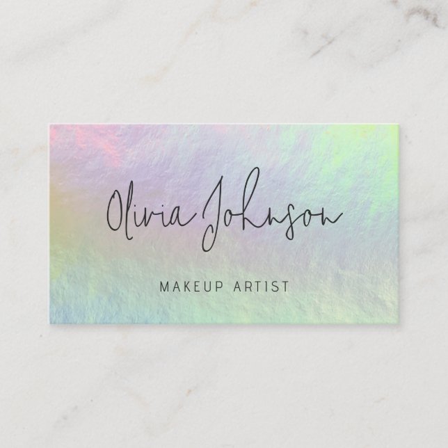 Modern Chic Holographic Opal Stone Business Card (Front)