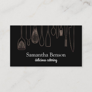 Modern Chic Kitchen Utensils Cooking and Catering Business Card