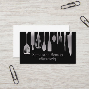 Modern Chic Kitchen Utensils Cooking and Catering Business Card