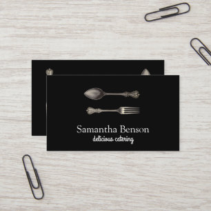 Modern Chic Kitchen Utensils Cooking and Catering Business Card