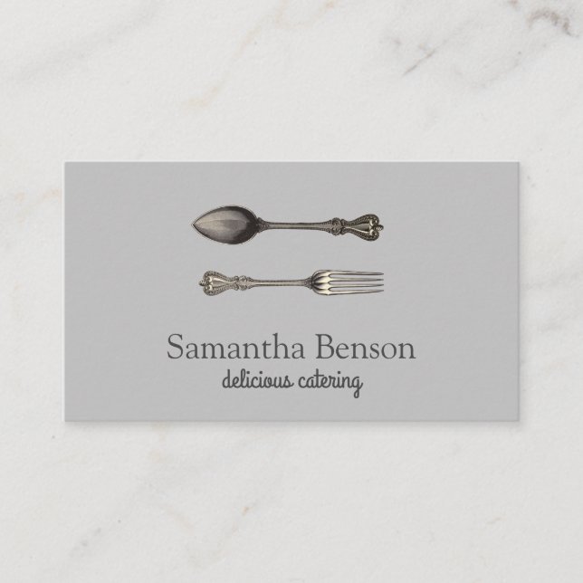 Modern Chic Kitchen Utensils Cooking and Catering  Business Card (Front)
